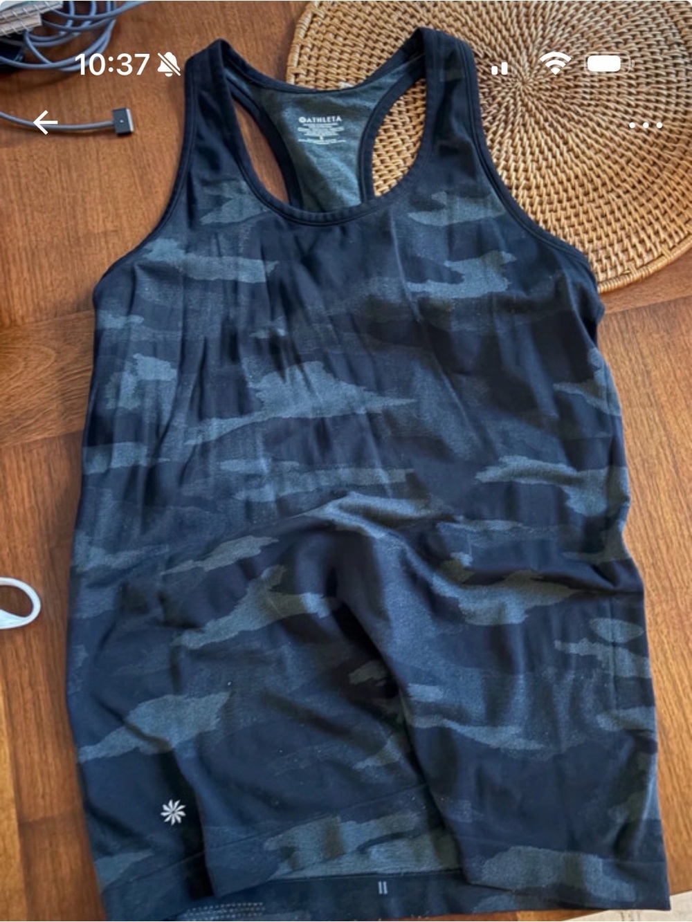 Athleta Black & Gray Camouflage Racerback Tank
